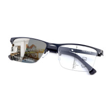 Photochromic Progressive Reading Glasses 1.5x Blue Light Blocking UV Protection Black Frame for Men Women