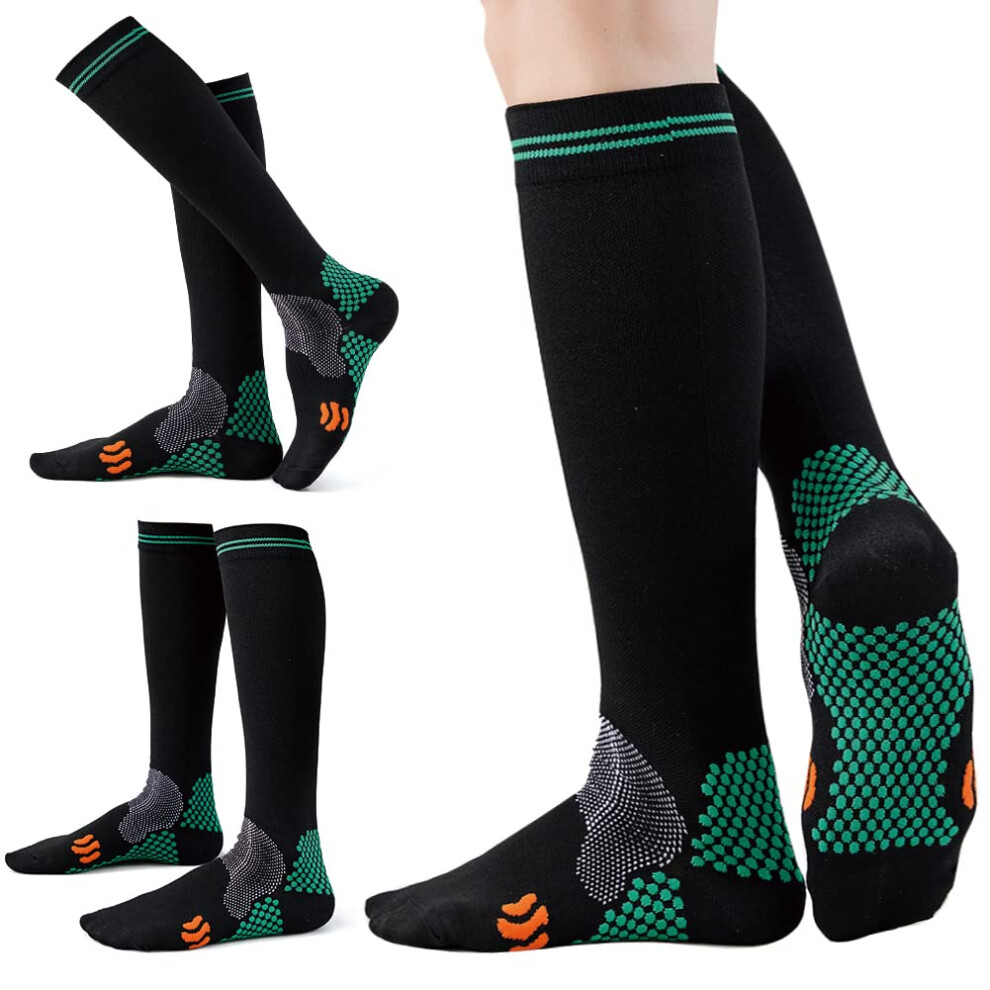 Black 3 Pairs 2030Mmhg Graduated Compression Socks For Men Women Nurses Travel Xxl Allday Comfort Fit