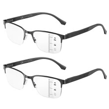 2 Pack Progressive Reading Glasses for Men +1.25 Blue Light Blocking NoLine Multifocus Black Frame