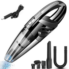 Aspirateur portatif portable, léger et doté d'une aspiration de 6 000 Pa, sans fil et rechargeable avec lumière LED, charge rapide USB et