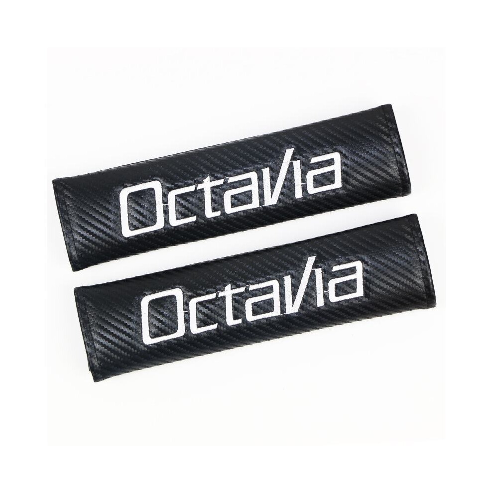 (Octavia) Carbon Fiber Car Safety Belt Shoulder Pads Protective Cover Pair For Vehicles 4069369480171