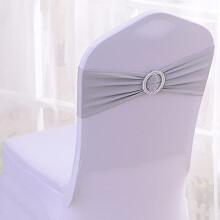 Silver Gray 18 PCS Stretch Polyester Chair Sashes with Buckle Slider for Wedding, Banquet and Party Decor