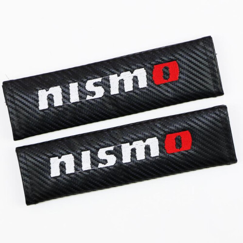 (Nismo) 2Pcs Carbon Fiber Car Seat Belt Shoulder Cushion Pads Auto Interior Trim