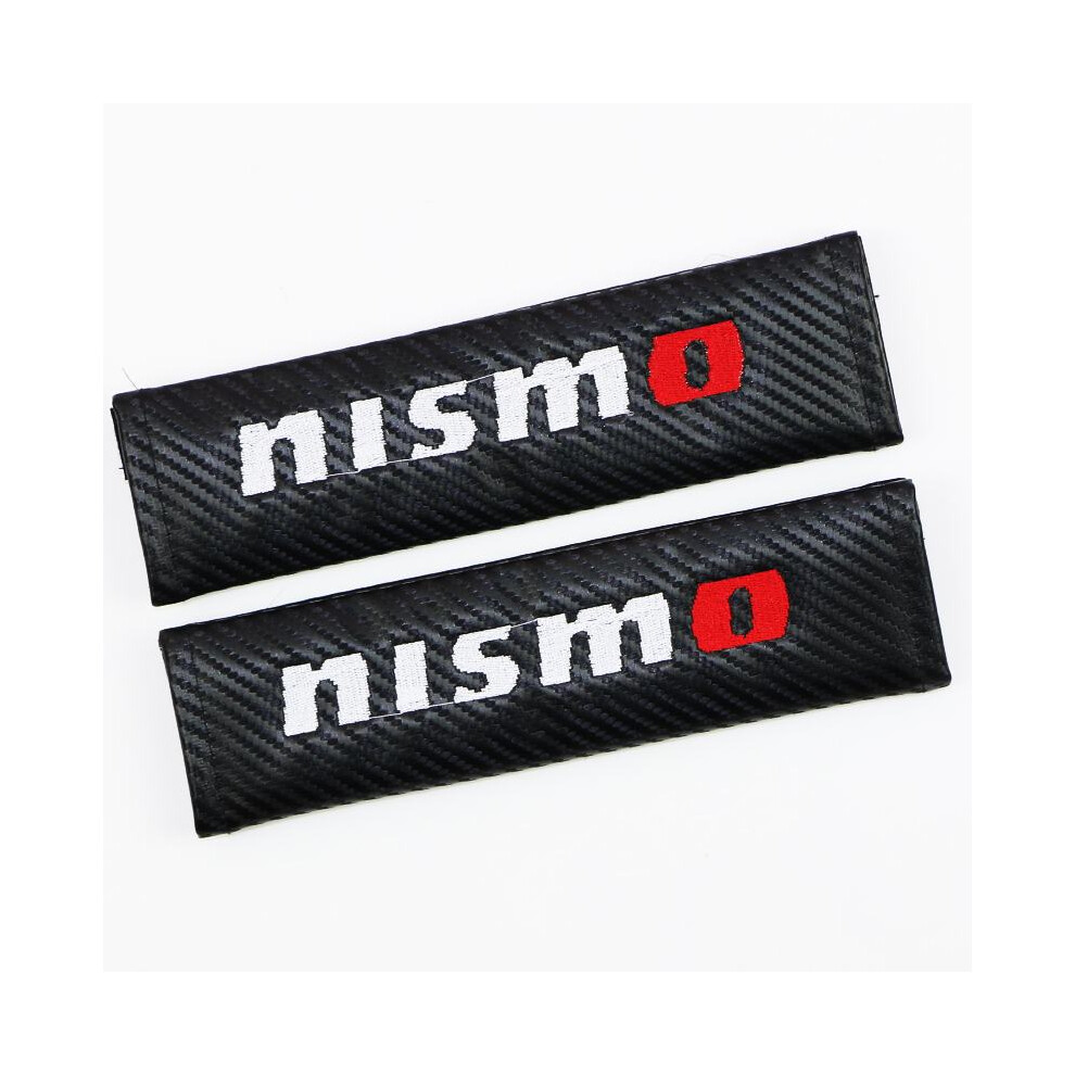 (Nismo) 2Pcs Carbon Fiber Car Seat Belt Shoulder Cushion Pads Auto Interior Trim 4069369480096
