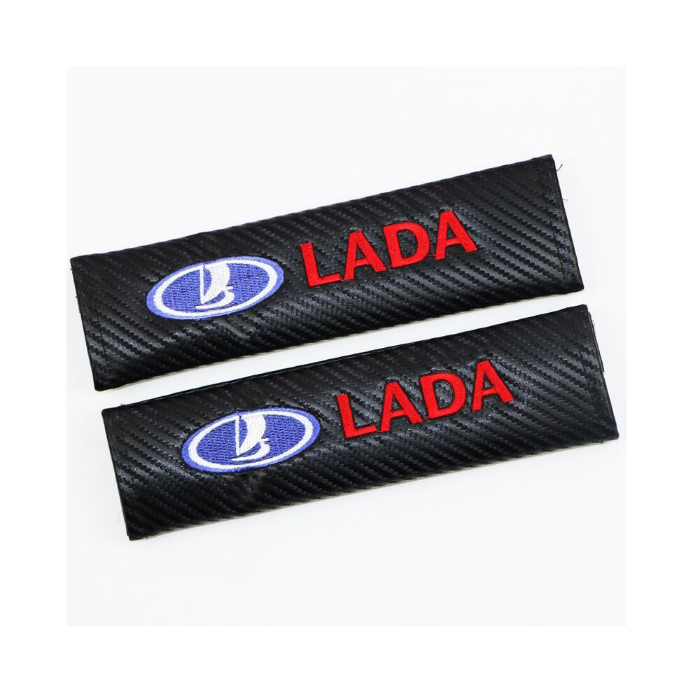 (Lada) 2Pcs Carbon Fiber Car Seat Belt Shoulder Cushion Pads Auto Interior Trim 4069369480058