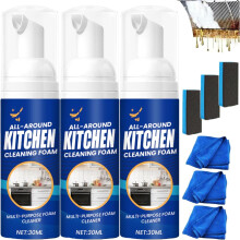 Kitchen Degreaser Spray Triple Pack, Fast Grease Removal Foam Cleaner for Stove and Oven Surfaces