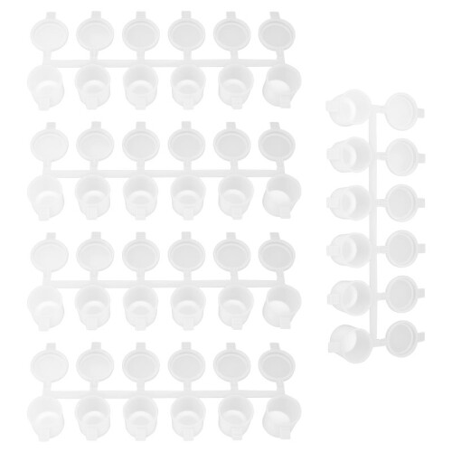 5 Strips 30 Pots Empty Paint Strips Paint Cup Pots, 10Ml/ 0.35Oz  Paint Pot Strips Clear Plastic Storage Containers
