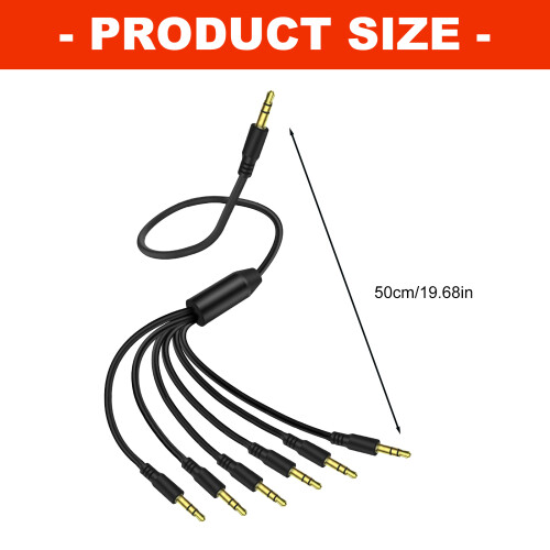 50 cm lengte 6-weg 3,5 mm stereogeluidssplitterkabel 2