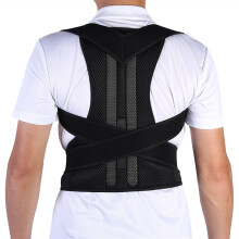Adjustable Posture Corrector Back Support Brace for Men and Women, Breathable Lumbar and Shoulder Support Belt, Black Large
