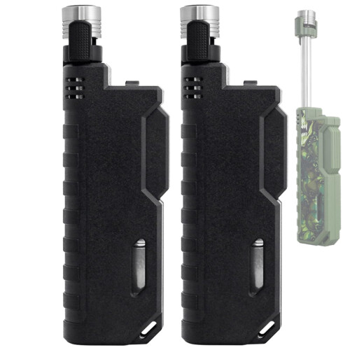 Butane Torch Lighter 2 Pack Refillable Windproof Jet Flame Flexible Long Neck with Adjustable Flame for Camping BBQ Candle