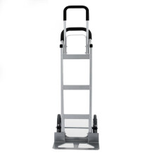 Folding Hand Truck Stair Climber Shopping Cart with All Terrain Wheels and Compact Silver Design
