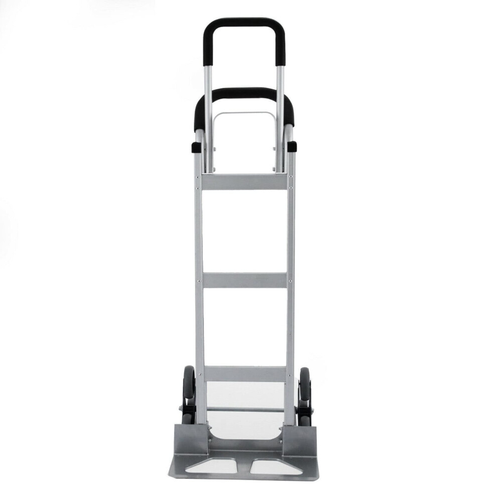 Folding Hand Truck Stair Climber Shopping Cart With All Terrain Wheels And Compact Design Silver 9351714892797
