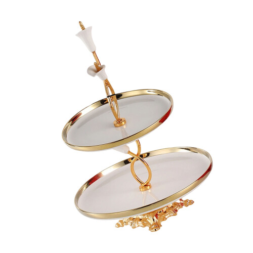 2 Tiers Serving Dish Fruit Dessert Platter Tray For-round