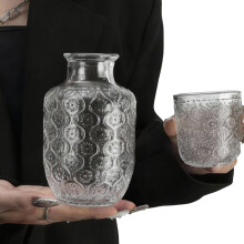 Paquet de 2 tasses en verre gaufré transparent durable,-Bégonia