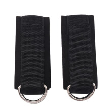 2Pcs Fitness Equipment Gym Ankle Strap Padded Double D-Ring Adjustable Ankle Weight Leg Training Brace Support Black