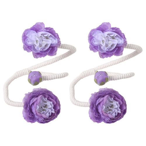 2 Pack Handmade Flower Curtain Clip Flexible-Section B Purp