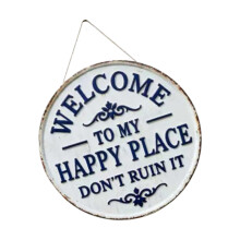 Iron Wall Sign Hanging Art Decors Welcome to Happy Place-small