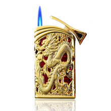 Vintage Dragon Torch Lighter, Windproof Refillable Butane Antique Metal Lighter for Men (#1)