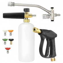 Pressure Washer Foam Cannon Dual Connector,  Pressure Car Wash Spray Gun with 5 Nozzles Foam Kit