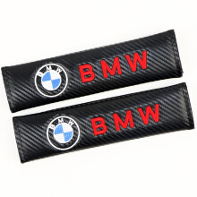 (BMW) Pair Carbon Fiber Look Car Seatbelt Shoulder Pads Safety Strap Protector