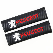 (Peugeot) Pair Carbon Fiber Look Car Seatbelt Shoulder Pads Safety Strap Protector