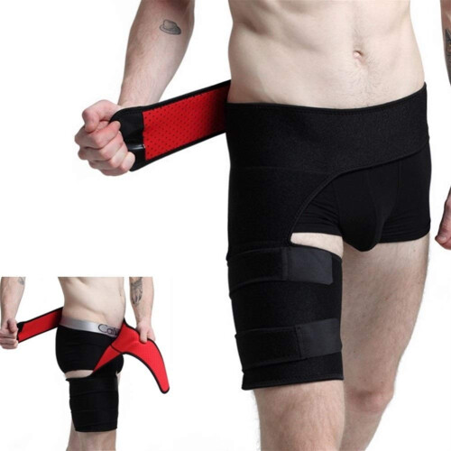 Hip Thigh Support Brace Adjustable Compression Wrap Groin Support Belt for Muscle Strain Relief