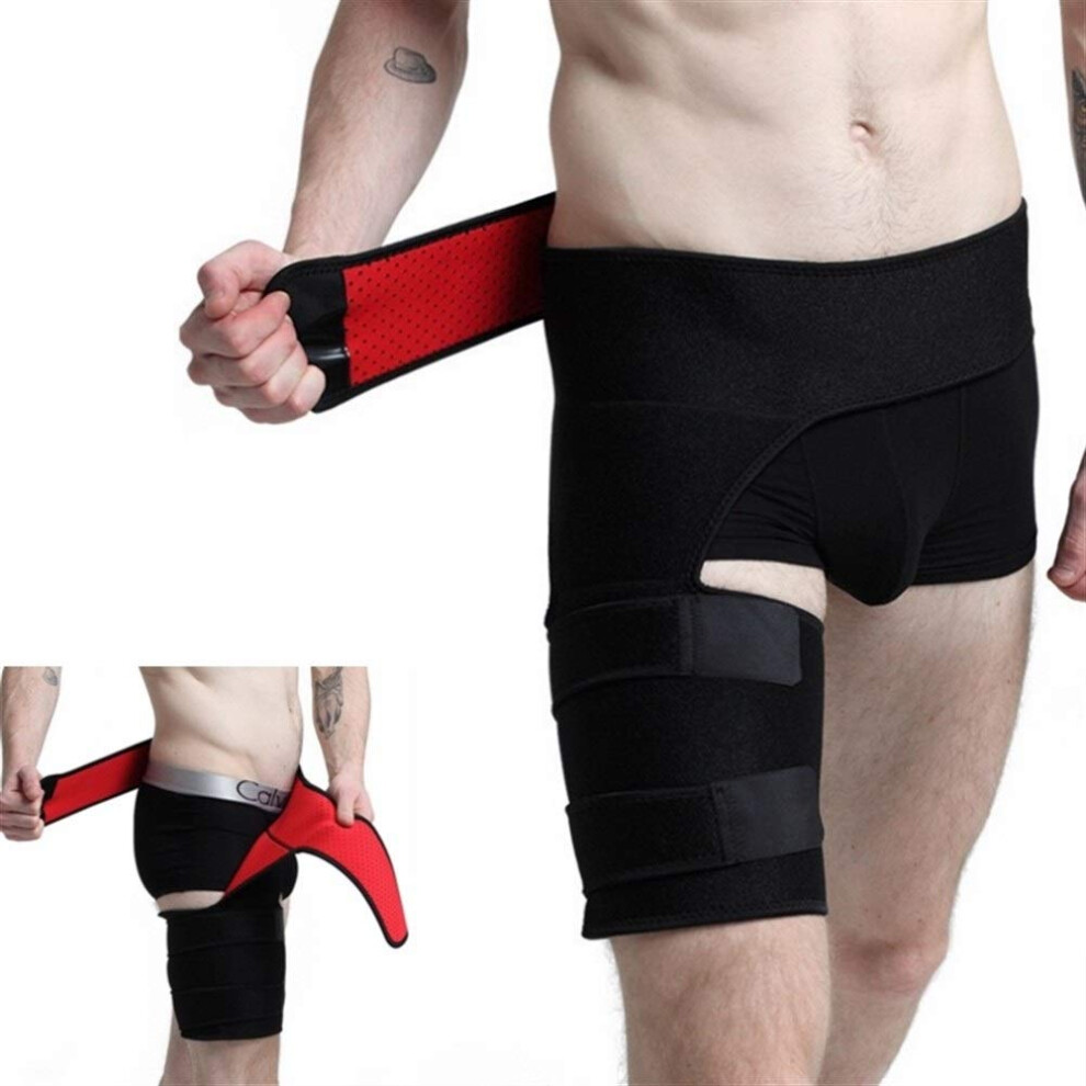 Hip Thigh Support Brace Adjustable Compression Wrap Groin Support Belt for Muscle Strain Relief