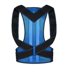 Posture Corrector Back Brace for Women and Men with Dual Aluminum Support Bars, Comfy Underarm Pads, Breathable Fabric, Blue Large