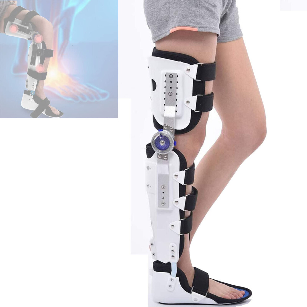 White Adjustable Knee Abduction Orthosis Brace Left Leg Full Stabilizer For Postoperative Rehab
