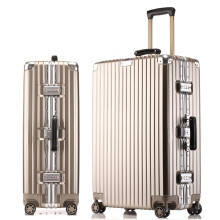 26 Inch Gold Hard Shell Luggage with Aluminum Frame, TSA Lock and 360 Spinner Wheels