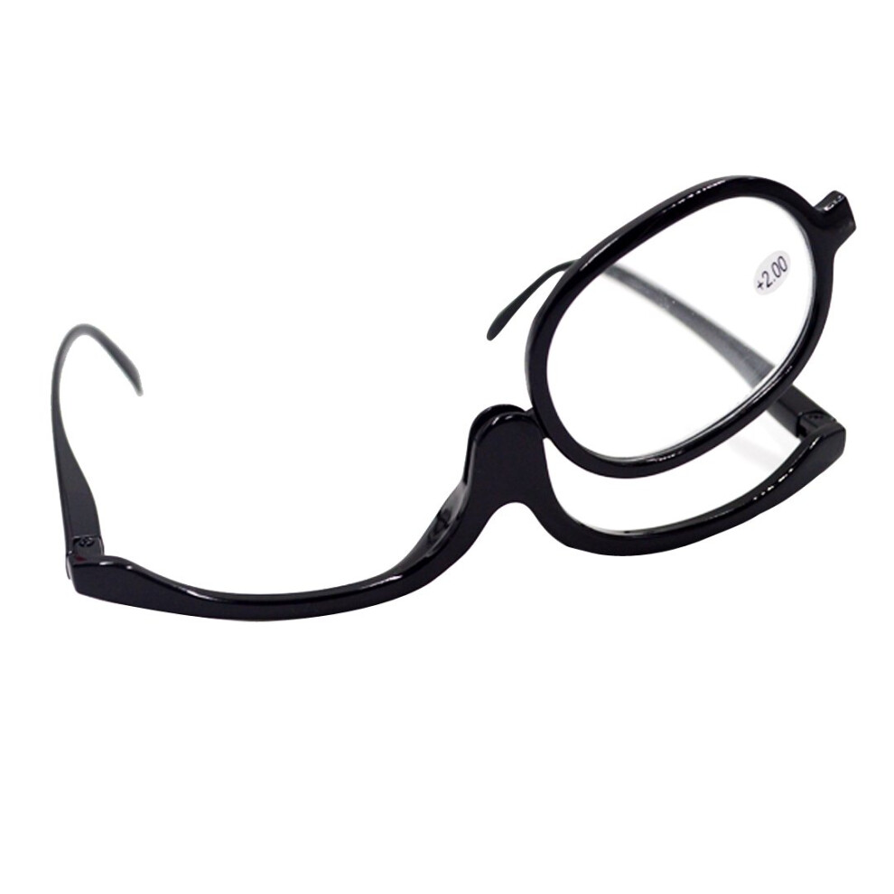 Flip Up Reading Glasses Black +3.0, Folding Magnifying Eyeglasses for Makeup with Flipup Lens Design