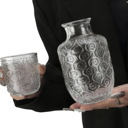 Set mit 2 eleganten Trinkbechern aus Glas mit großem-Begonie