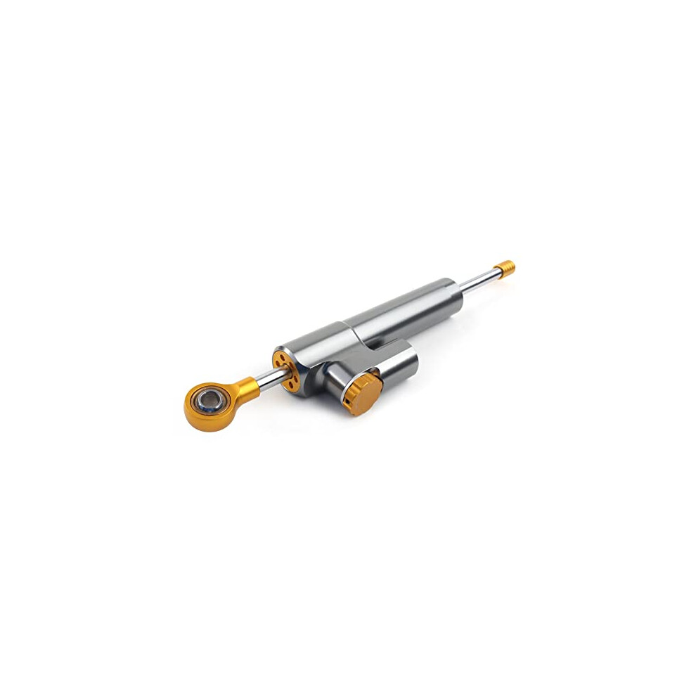 Adjustable Motorcycle Steering Damper 24Cm For Honda Yamaha Suzuki, Enhanced Stability, Grey/Gold 9310869635352