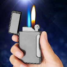 Windproof Butane Jet Torch Lighter Dual Flame Refillable Metal Cigar Lighter for Outdoor Camping Gifts