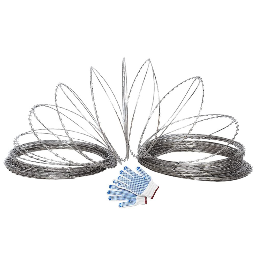 Galvanized Razor Wire Fence 25M Roll 45Cm Coil For Farm And Garden, Weatherresistant, Corrosionresistant 9045646686400