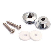 2pcs Silver Mushroom Guitar Strap Locks and Buttons Set, Secure Strap Hold, Easy Screw Installation