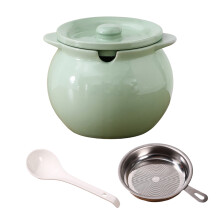 1400Ml Ceramic Oil Storage Jar With Lid And Double-Milk green
