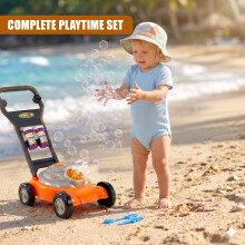 The Magic Toy Shop Kids Bubble Mower Machine Toy Lawnmower Outdoor Garden Toys with Solution