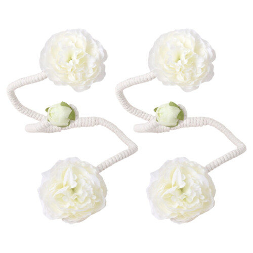 2 Pack Handmade Flower Curtain Clip Flexible-Type B off white
