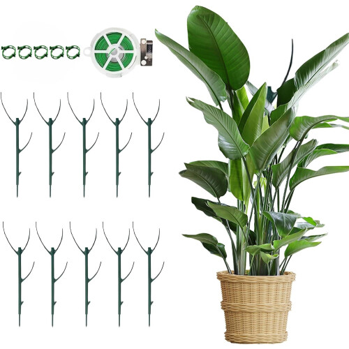 10 Pack Stackable Plant Support Stakes for Monstera, Adjustable Durable Garden Stakes for Climbing and Potted Plants