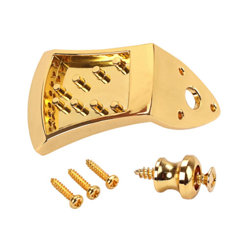 8 String Mandolin Tailpiece Shiny Gold Finish with Screws Quick String Change Removable Cover