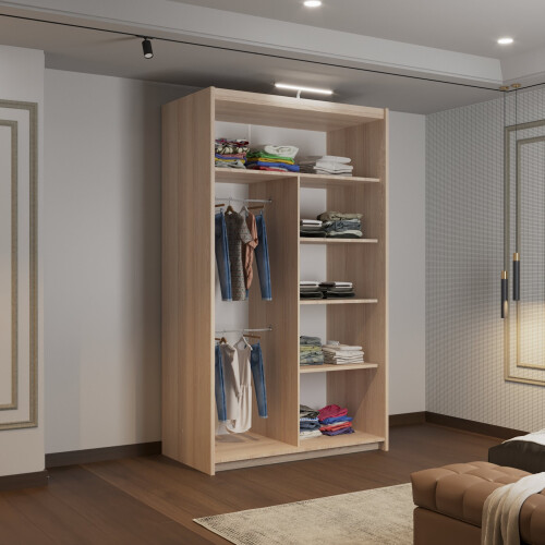 (120cm, Oak) Mirrored Sliding Door Wardrobe 2