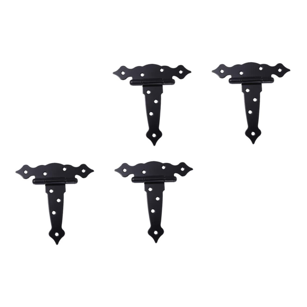 Heavy Duty Black Iron Barn Door Hinges Set, Quiet Smooth Decorative TâStrap Design For Shed 9310869680055