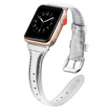 Athsholáthar Banda Apple Watch, Leathar Fíor, Búclaí Cruach Dhosmálta le haghaidh Ceangal Slán