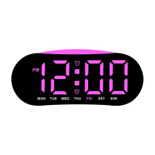 Bedside Digital Alarm Clock With Gentle-Black shell pink lam