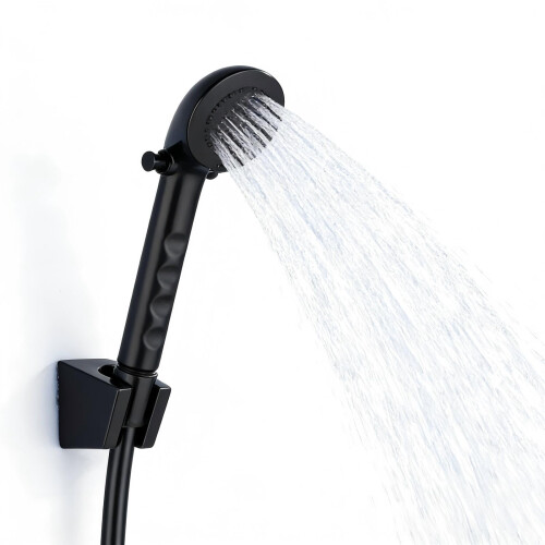 Matte Black Shower Head Holder Adjustable Wall Mount Handheld Bracket with Screws for Bathroom 1