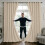 (CREAM, 66" Width x 54" Drop) Thermal Blackout Eyelet Ring Top Curtains Pair + Tie Back 1