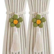 Embrasses de rideaux de fenêtre réglables, avec pompons à -Vert