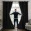 (BLACK, 66" Width x 72" Drop) Thermal Blackout Eyelet Ring Top Curtains Pair + Tie Back 1