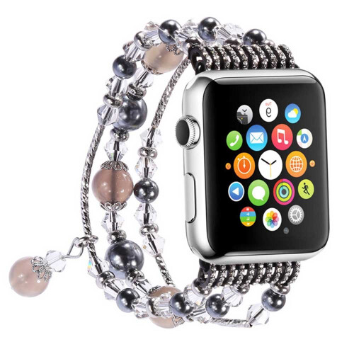 Μοντέρνο ελαστικό βραχιόλι για Apple Watch, με χάντρες και μαγευτικές χάντρες και